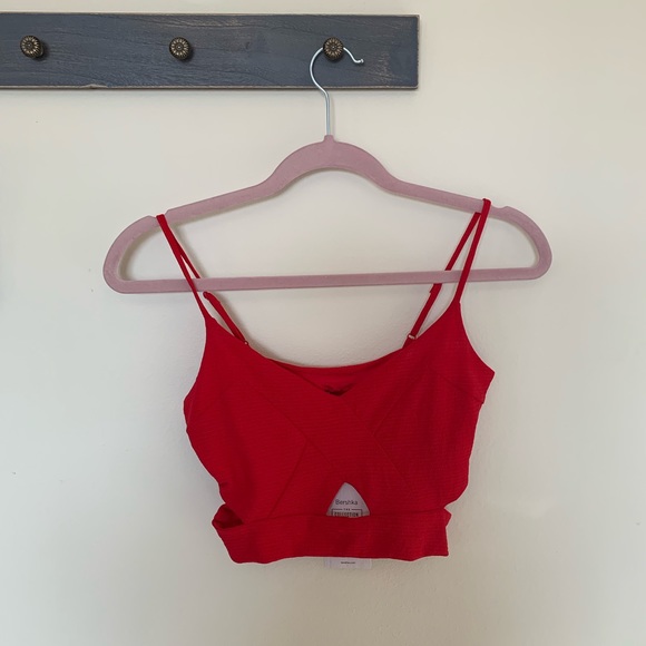 Bershka red croptop side cut out spaghetti straps Small - Picture 5 of 8